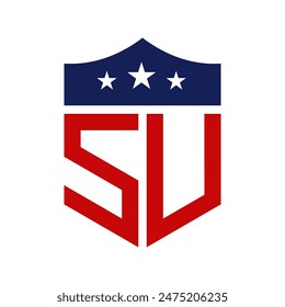 Patriotic SU Logo Design. Letter SU Patriotic American Logo Design for Political Campaign and any USA Event.