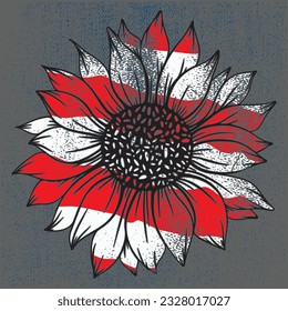 Patriotic Sunflower, Red White Blue Sunflower, Independence Day