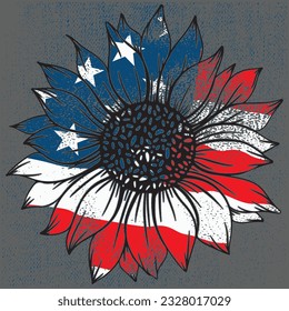 Patriotic Sunflower, Red White Blue Sunflower, Independence Day