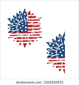Patriotic sunflower Svg, Sunflower American flag svg, Flower USA flag sublimation file Independence Day decal file Cricut Silhouette vector svg
