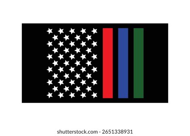 Patriotic Support Flag with First Responders Colors.