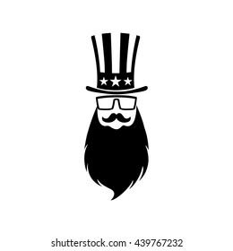 Patriotic symbol of Independence day USA. Uncle Sam on hipster style