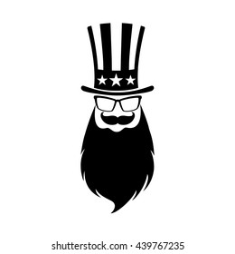 Patriotic symbol of Independence day USA. Uncle Sam on hipster style
