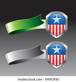 patriotic symbol on green and gray ribbons