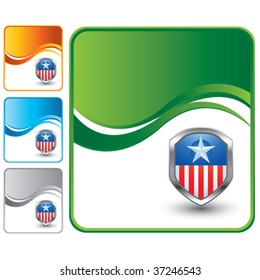 patriotic symbol on multicolored wave backdrops