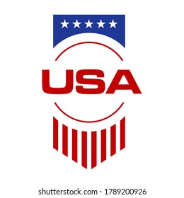 patriotic symbolic Stars and Stripes Red and blue USA emblem badge of Independence American badges labels with US flags element illustrations