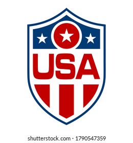 patriotic symbolic Stars and Stripes Red and blue USA emblem badge of Independence American badges labels with US flags element illustrations