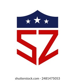 Patriotic SZ Logo Design. Letter SZ Patriotic American Logo Design for Political Campaign and any USA Event.