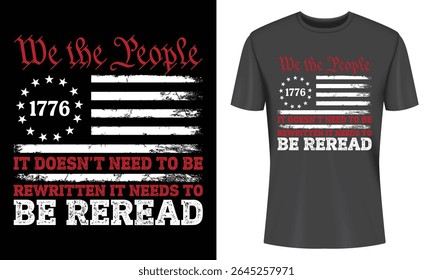 Patriotic T Shirt Design Featuring American Flag and Constitution Quote