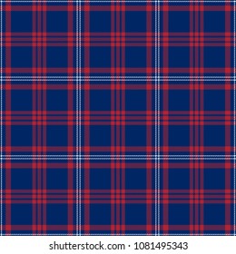 Patriotic Tartan  of White , Blue, Red Seamless Patterns. Suitable for Elections or 4th of July.  Vector Endless Texture Can Be Used for Wallpaper, Background, Pattern Fills, Web Page, Surfac