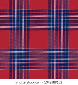 Patriotic Tartan  of White, Blue and Red Vector Seamless Patterns. Suitable for Elections or 4th of July. 