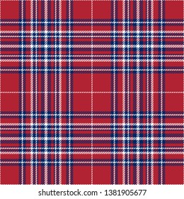 Patriotic Tartan  of White , Blue, Red Seamless Patterns. Suitable for Elections or 4th of July. Vector Endless Texture Can Be Used for Wallpaper, Background, Pattern Fills, Web Page, Surface.