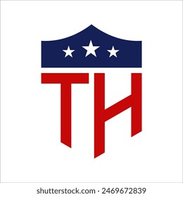 Patriotisches TH Logo Design. Brief TH Patriotic American Logo Design für politische Kampagne und jede US-Veranstaltung.