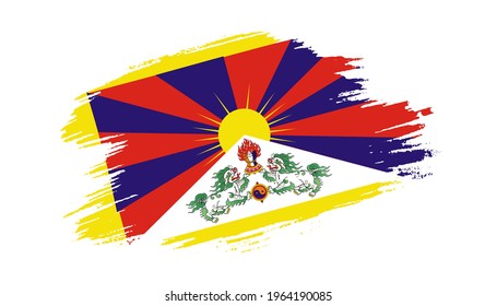 Patriotic of Tibet flag in brush stroke effect on white background