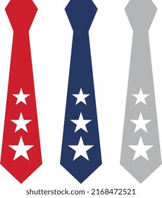 Patriotic Tie with stars. 4th of july design.