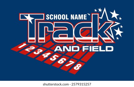 patriotic track and field team design with and stars and lanes for school, college or league sports