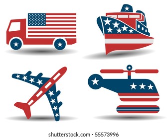 Patriotic Transportation Signs - Truck, Cruise,Airplane and Helicopter