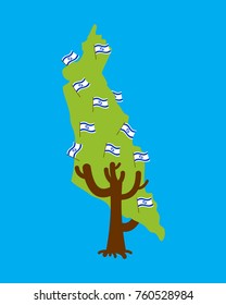 Patriotic tree Israel map. Israeli flag. National political Plant. Vector illustration
