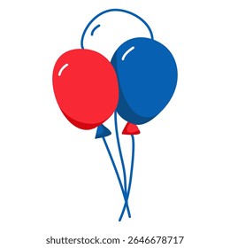 Patriotic Trio of Balloons in Red, White, and Blue, Vector Illus