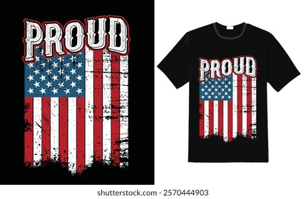 Patriotic T-Shirt Design - Born in the USA Flag Print, USA t-shirt design concept vector