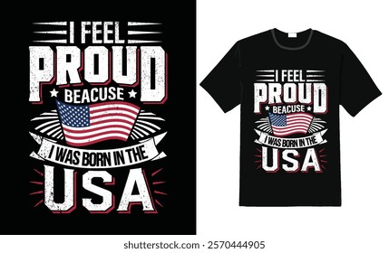 Patriotic T-Shirt Design - Born in the USA Flag Print, USA t-shirt design concept vector