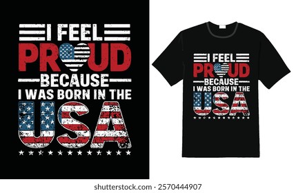 Patriotic T-Shirt Design - Born in the USA Flag Print, USA t-shirt design concept vector