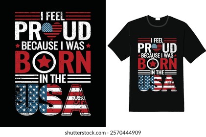 Patriotic T-Shirt Design - Born in the USA Flag Print, USA t-shirt design concept vector