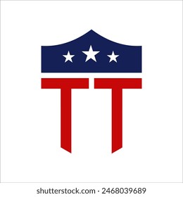 Patriotic TT Logo Design. Letter TT Patriotic American Logo Design for Political Campaign and any USA Event.