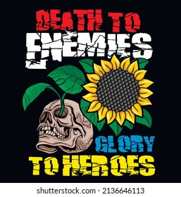 
Patriotic Ukrainian sign with skull, grunge vintage design t shirts