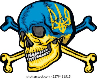 
Patriotic Ukrainian sign with skull, grunge vintage design t shirts