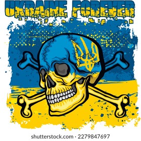 
Patriotic Ukrainian sign with skull, grunge vintage design t shirts