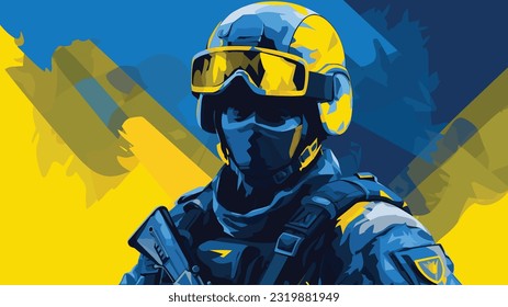 Patriotic Ukrainian Soldier: Bold Vector Image Of Elite Forces