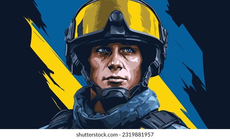 Patriotic Ukrainian Soldier: Bold Vector Image Of Elite Forces