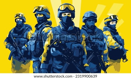 Patriotic Ukrainian Soldiers: Bold Vector Of Elite Forces