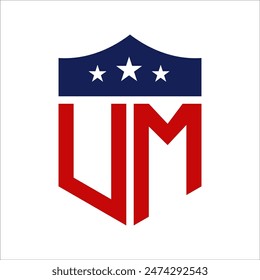 Patriotic UM Logo Design. Letter UM Patriotic American Logo Design for Political Campaign and any USA Event.