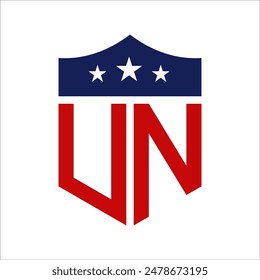 Patriotic UN Logo Design. Letter UN Patriotic American Logo Design for Political Campaign and any USA Event.