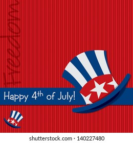 Patriotic Uncle Sam hat 4th of July card in vector format.