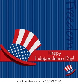 Patriotic Uncle Sam hat 4th of July card in vector format.