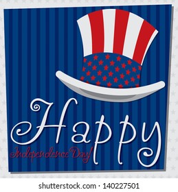 Patriotic Uncle Sam hat 4th of July card in vector format.