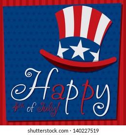 Patriotic Uncle Sam hat 4th of July card in vector format.