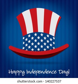 Patriotic Uncle Sam hat 4th of July card in vector format.