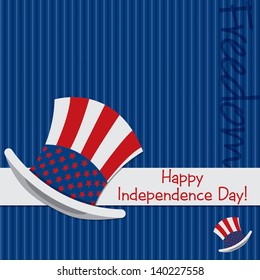Patriotic Uncle Sam hat 4th of July card in vector format.