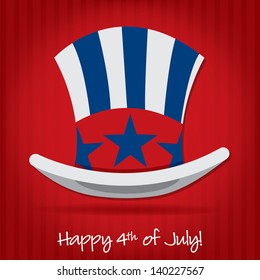 Patriotic Uncle Sam hat 4th of July card in vector format.