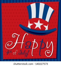 Patriotic Uncle Sam hat 4th of July card in vector format.