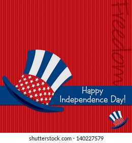 Patriotic Uncle Sam hat 4th of July card in vector format.