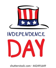 Patriotic Uncle Sam hat for Independence Day. Hand drawn vector illustration.