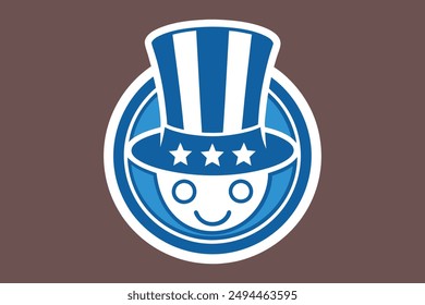 Patriotic Uncle Sam hat vector illustration in cartoon, clipart, and line art styles.