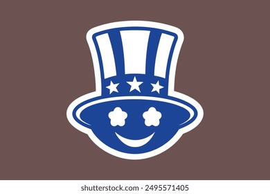 Patriotic Uncle Sam hat vector illustration in cartoon, clipart, and line art styles.