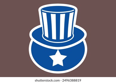 Patriotic Uncle Sam hat vector illustration in cartoon, clipart, and line art styles.