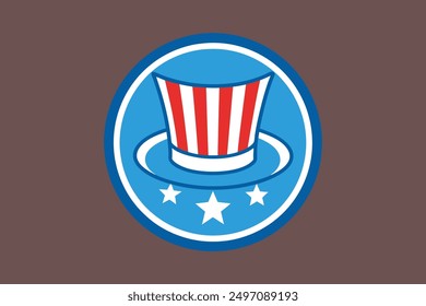 Patriotic Uncle Sam hat vector illustration in cartoon, clipart, and line art styles.